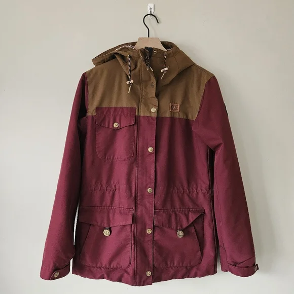 Picture Organic Clothing Burgundy Tan Kate Plaid Lined Ski Coat
